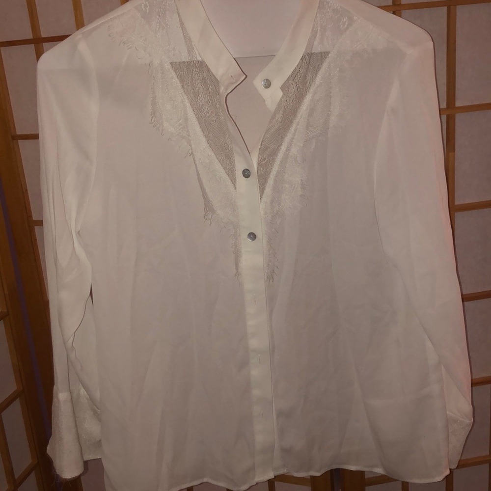 Zara white lace blouse